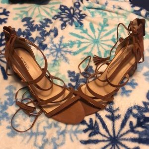 Brown lace heels
